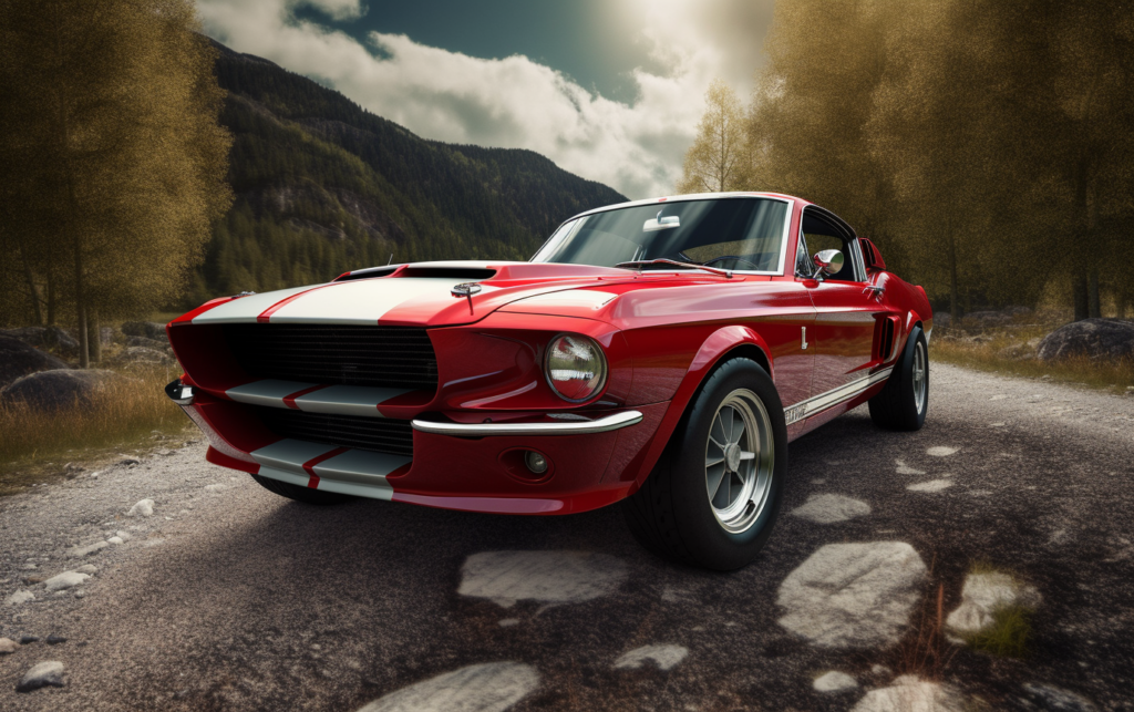 Génération d'une image d'une Mustang Shelby GT 500 au bord d'une route montagneuse
#MidJourney